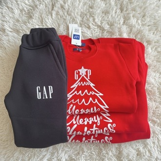BEBEK-ÇOCUK NOEL DETAYLI 3 İPLİK ŞARDONLU ALT ÜST TAKIM