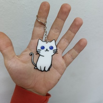 Mavi Gözlü Beyaz Kedi Anahtarlık