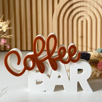 Dekoratif "Coffee Bar" Yazılı 3D Figür