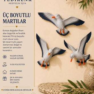 Üç Boyutlu Martı Duvar Süsü