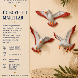 Üç Boyutlu Martı Duvar Süsü