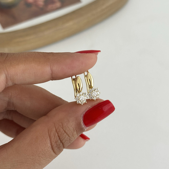 14k Xuping seri çiçek detay küpe 