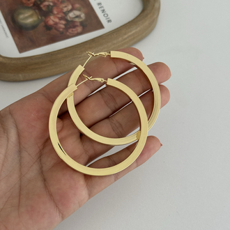 14k altın kaplama büyük halka küpe 6 cm 