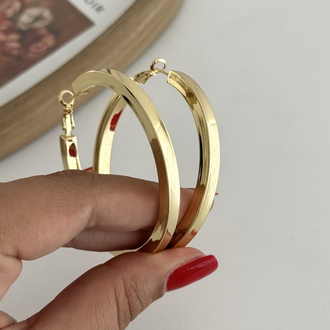 14k altın kaplama büyük halka küpe 6 cm 