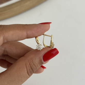 14k Xuping seri çiçek detay küpe 