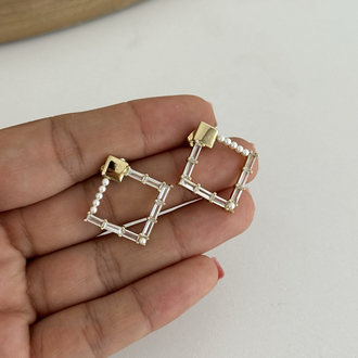 14k Xuping seri inci detay baklava desen küpe 