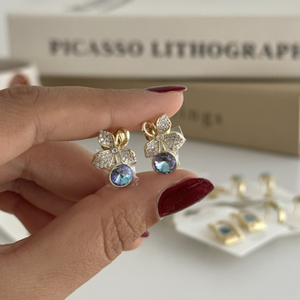 14k Xuping seri swarovski taş Çiçek küpe 