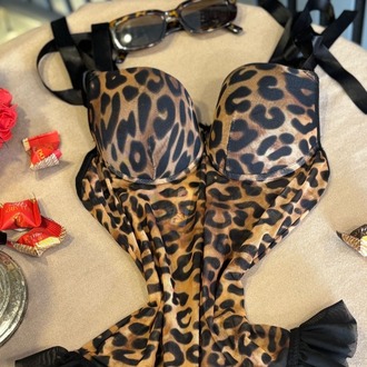 Ayar Askılı Tül Transparan Jartiyerli Bodysuit