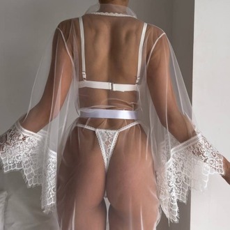 Dantelli Gelin Tül Sabahlık ve Body Set