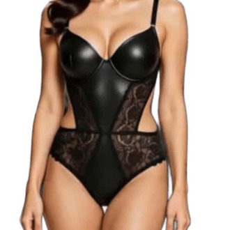 Siyah Dantelli Bodysuit