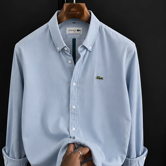 LACOSTE - BEBE MAVİ - %100 HAM KETEN GÖMLEK 