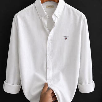 GANT - BEYAZ - %100 HAM KETEN GÖMLEK 