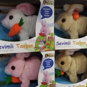 PİLLİ SESLİ IŞIKLI ZIPLAYAN PELUŞ TAVŞAN