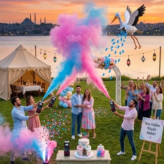 CİNSİYET PARTİSİ İÇİN PEMBE MAVİ SPREY
