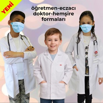 DOKTOR ÖĞRETMEN HEMŞİRE ECZACI BEYAZ FORMA ÖNLÜK 60 CM