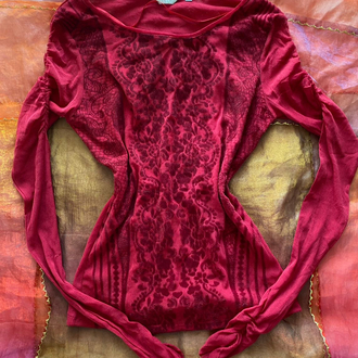 jacqueline riu meshy mushy blouse