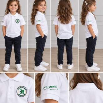 Yeşil Bahçe Anaokulu Logolu Beyaz Polo Yaka Tişört - 2'li Paket