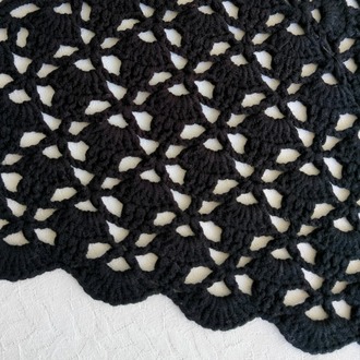 Siyah Yelpaze Örme Bandana