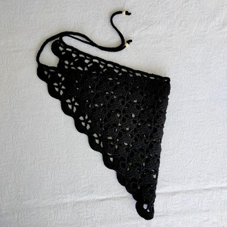 Siyah Yelpaze Örme Bandana