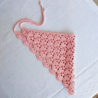 Pembe Yelpaze Örme Bandana
