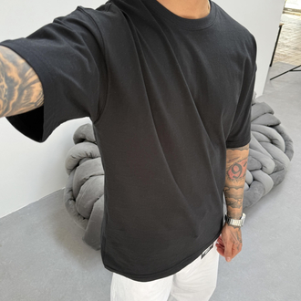 Siyah Yarı Oversize Tshirt 