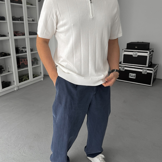 Beyaz Fermuarlı Triko Tshirt