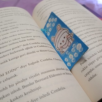 Kar Tavşanlı Mavi Kitap Ayracı