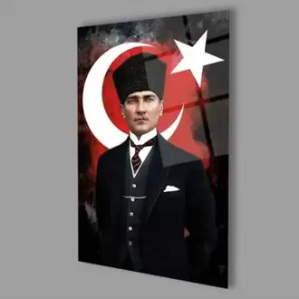 Camdan Tablo Atatürk Silüet Cam Tablo 50X70