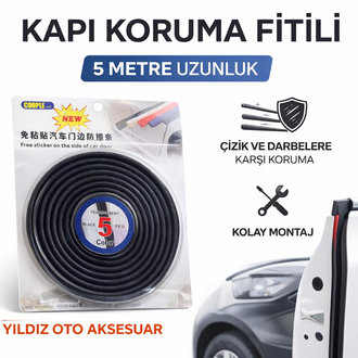 5 Metre Araç Kapı Koruma Fitili – Çarpma Önleyici Kapı Kenar Koruma Şeridi
