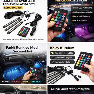 Araç İçi Ayak Altı LED Aydınlatma Seti RGB Ambiyans Işığı