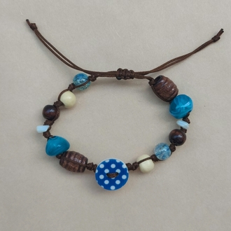 Blue Dotty Button Bileklik