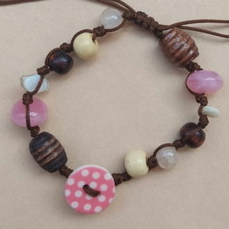 Pink Dotty Button Bileklik