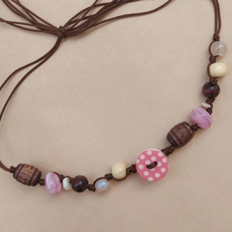Pink Dotty Button Choker