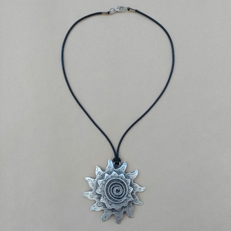 Gümüş Güneş Spiral Kolye
