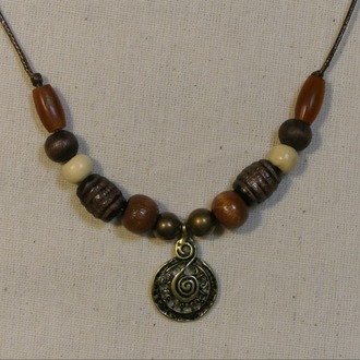 Antik Spiral Boncuklu İp Kolye