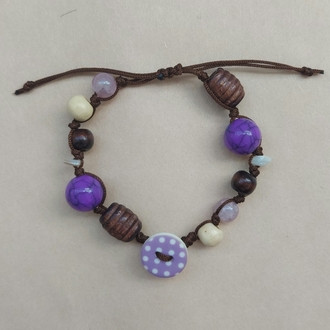 Purple Dotty Button Bileklik