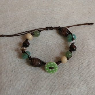 Green Dotty Button Bileklik