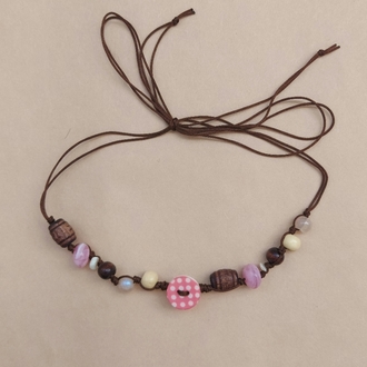Pink Dotty Button Choker