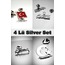 4 Lü Yaka Rozeti Silver Set