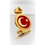 Türk Bayrağı Atatürk Siluetli Altın Kaplama Mineli Yaka Rozeti