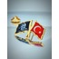 Türk Bayrağı & Atatürk Altın Kaplama Mineli Döküm Yaka Rozeti