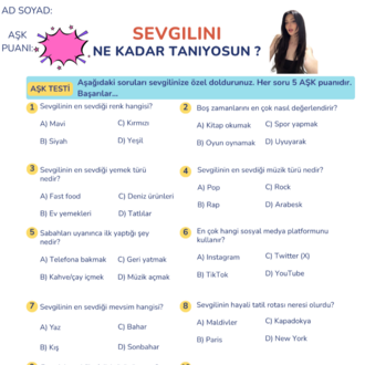 Kişiye özel fotoğraflı aşk testi (çiftlere özel)