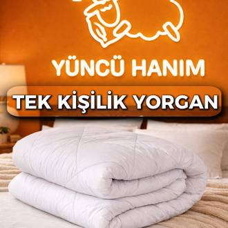 Kuzu Yünü Yorgan Tek Kişilik 155x215 cm   2,5 kg Merinos Kuzu Yünü