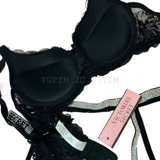  Victoria’s Secret Siyah Dantelli Very Sexy Shine Jartiyer Takım