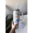 Stanley MAVİ Quencher Pipetli Termos Bardak / Ekru Desenli 40 Oz - 0.88L