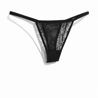 ZARVIA Dantel İşlemeli Şık Feminen Tanga Siyah