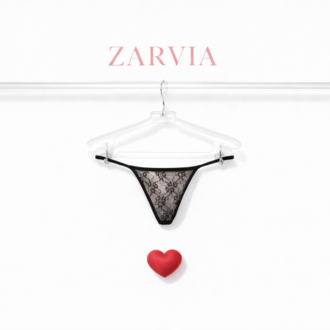 ZARVIA Dantel İşlemeli Şık Feminen Tanga Siyah
