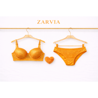 ZARVIA Destekli Dolgulu Turuncu Sütyen Slip Takım 