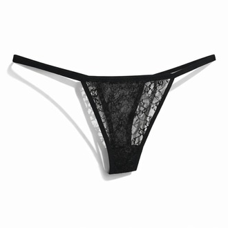 ZARVIA Dantel İşlemeli Şık Feminen Tanga Siyah