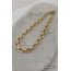Gold Oval Plaka Geçmeli Zincir Kolye